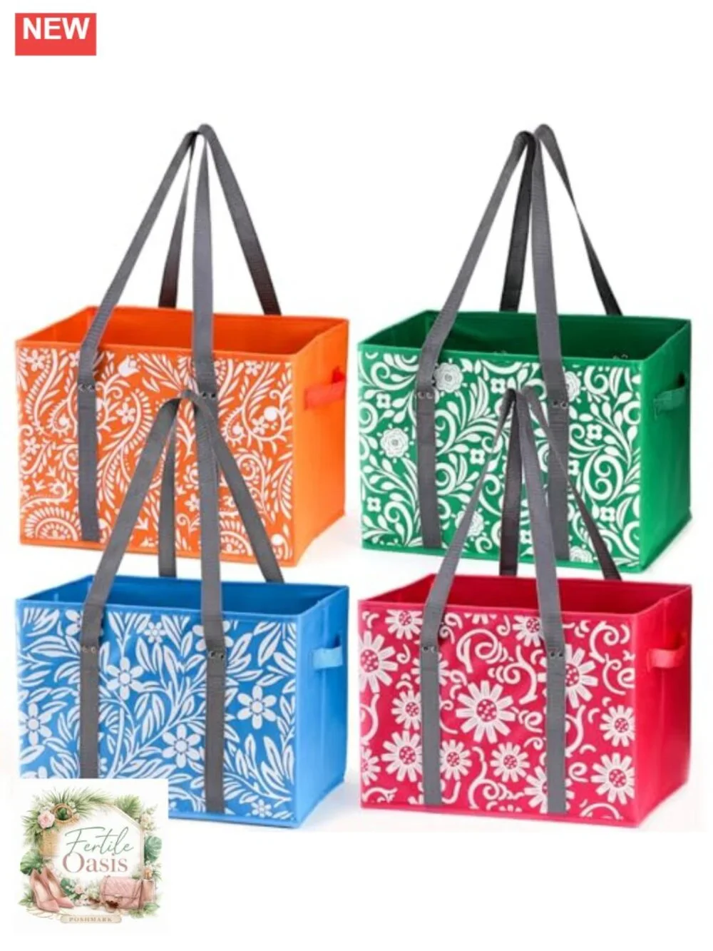 Reusable Grocery Bags Tote Storage Box Collapsible Heavy Duty 50lbs Foldable